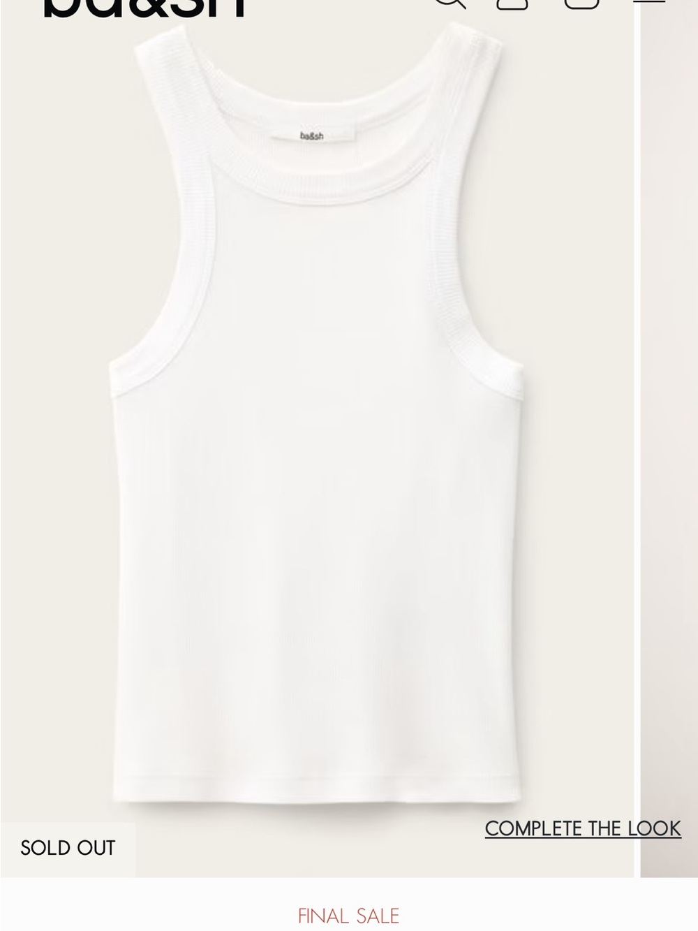 ba&sh White Ribbed Tank Top - Picture 2 of 8